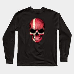 Danish Flag Skull Long Sleeve T-Shirt